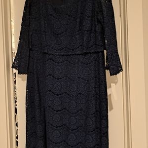 Women lace navy blue dress